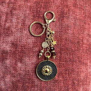SUN MEDALLION BAG CHARM, CELESTIAL CRESCENT CHARM Gold Tone ☀️